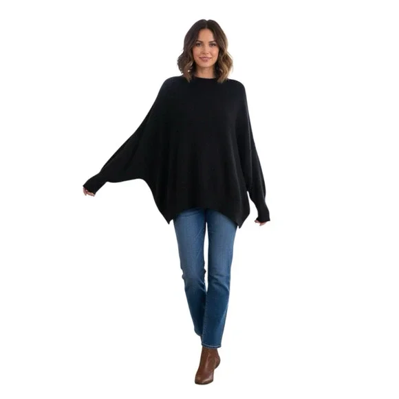 Free People Ottoman Slouchy Black Sweater Long Sleeve Tunic Dress XS - Picture 4 of 16